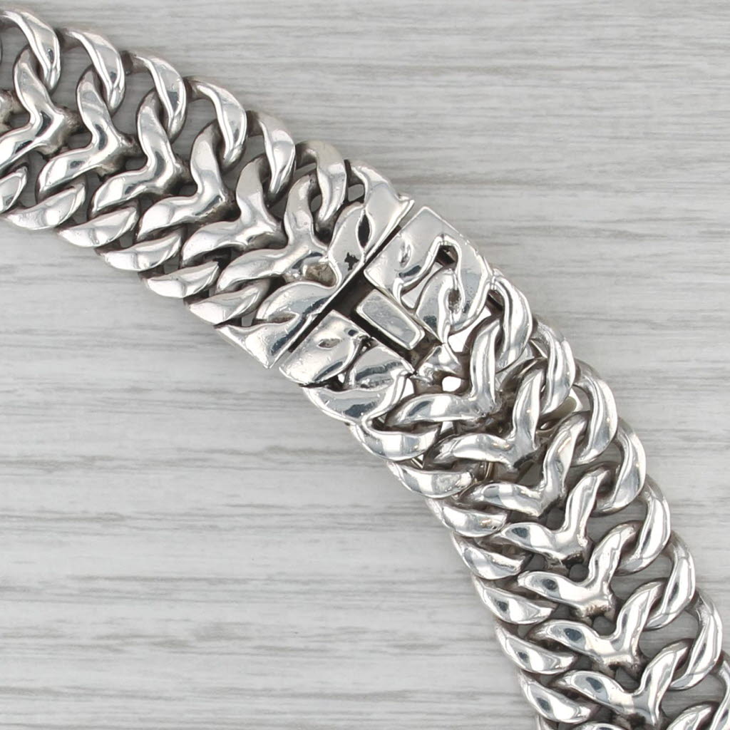 Vintage Espinoza Double Armor Link Chain Sterling Silver 18.5" Taxco Mexico