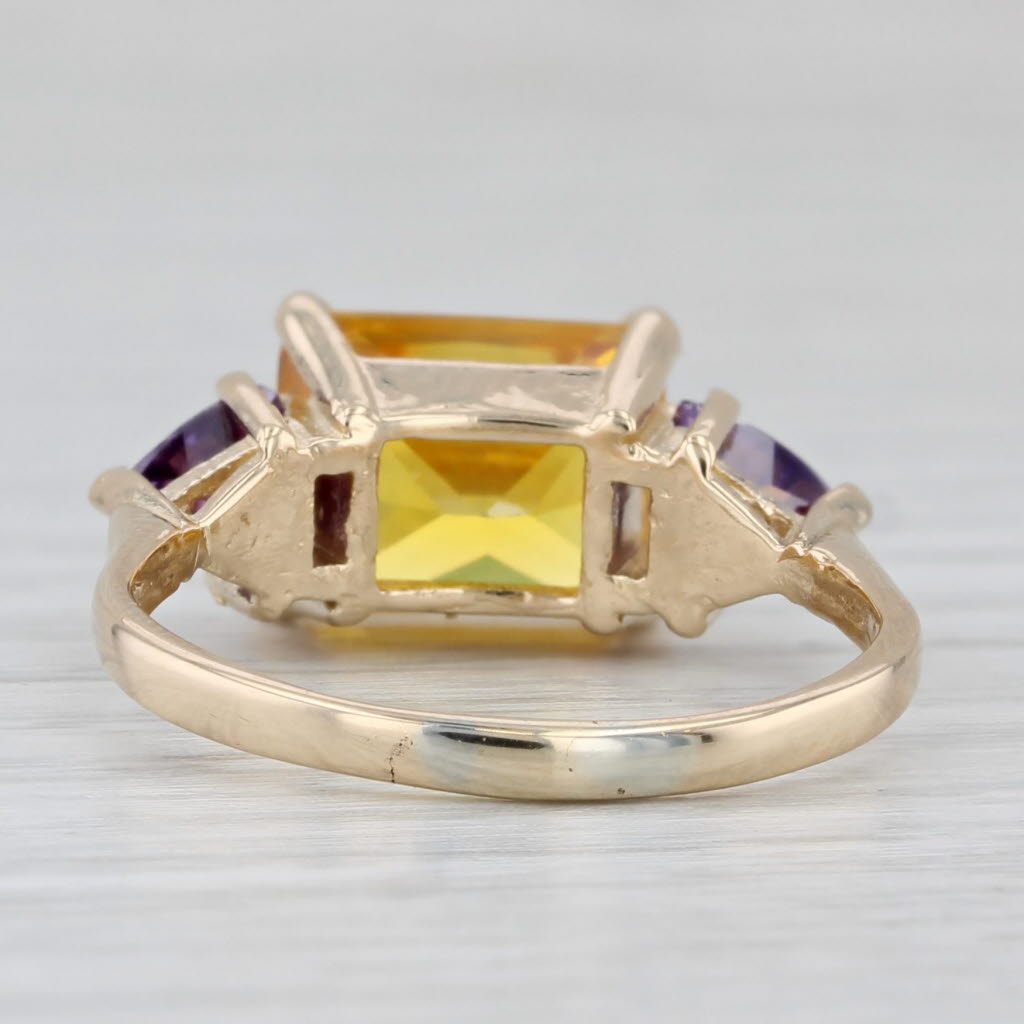 Gray Yellow Purple Cubic Zirconia Ring 14k Yellow Gold Size 8.25