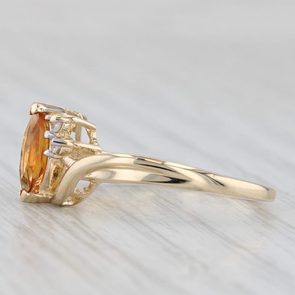 Light Gray 0.52ctw Marquise Orange Citrine Diamond Bypass Ring 10k Yellow Gold Size 7.25