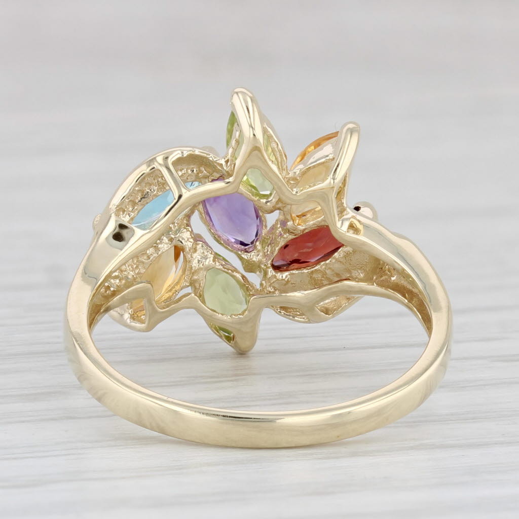 Light Gray 1.85ctw Amethyst Garnet Citrine Topaz Peridot Cluster Ring 10k Gold Size 8.25