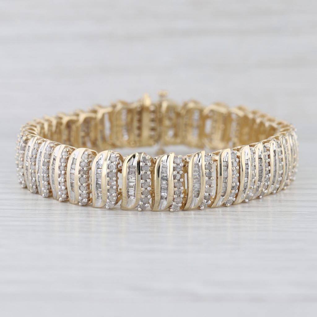 4.20ctw Diamond Tennis Bracelet 10k Yellow Gold 7" 10.6mm