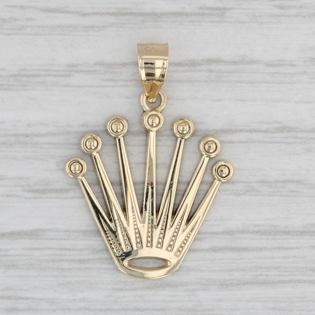 Gray Crown Pendant 10k Yellow Gold King Queen