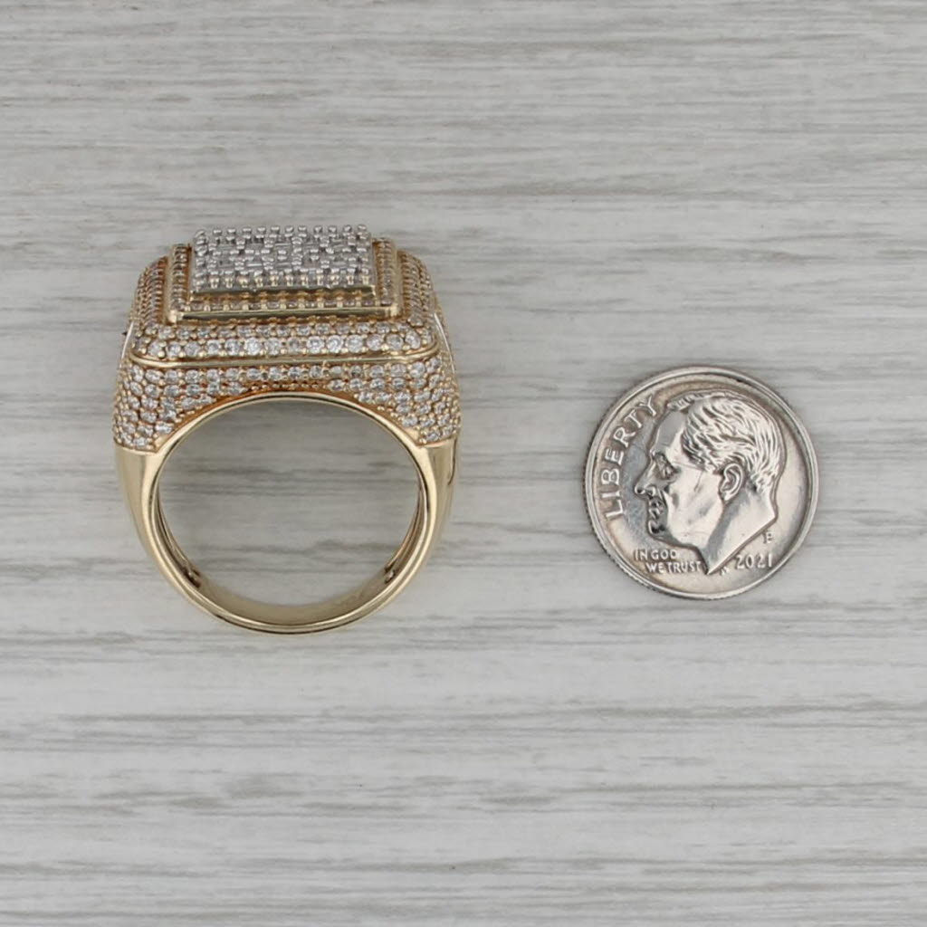 3.97ctw Diamond Cluster Halo Ring 10k Yellow Gold Size 9.75