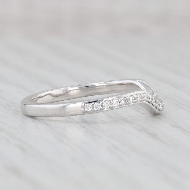 Light Gray 0.18ctw Diamond Wedding Band 14k White Gold Contoured Enhancer Ring Size 7