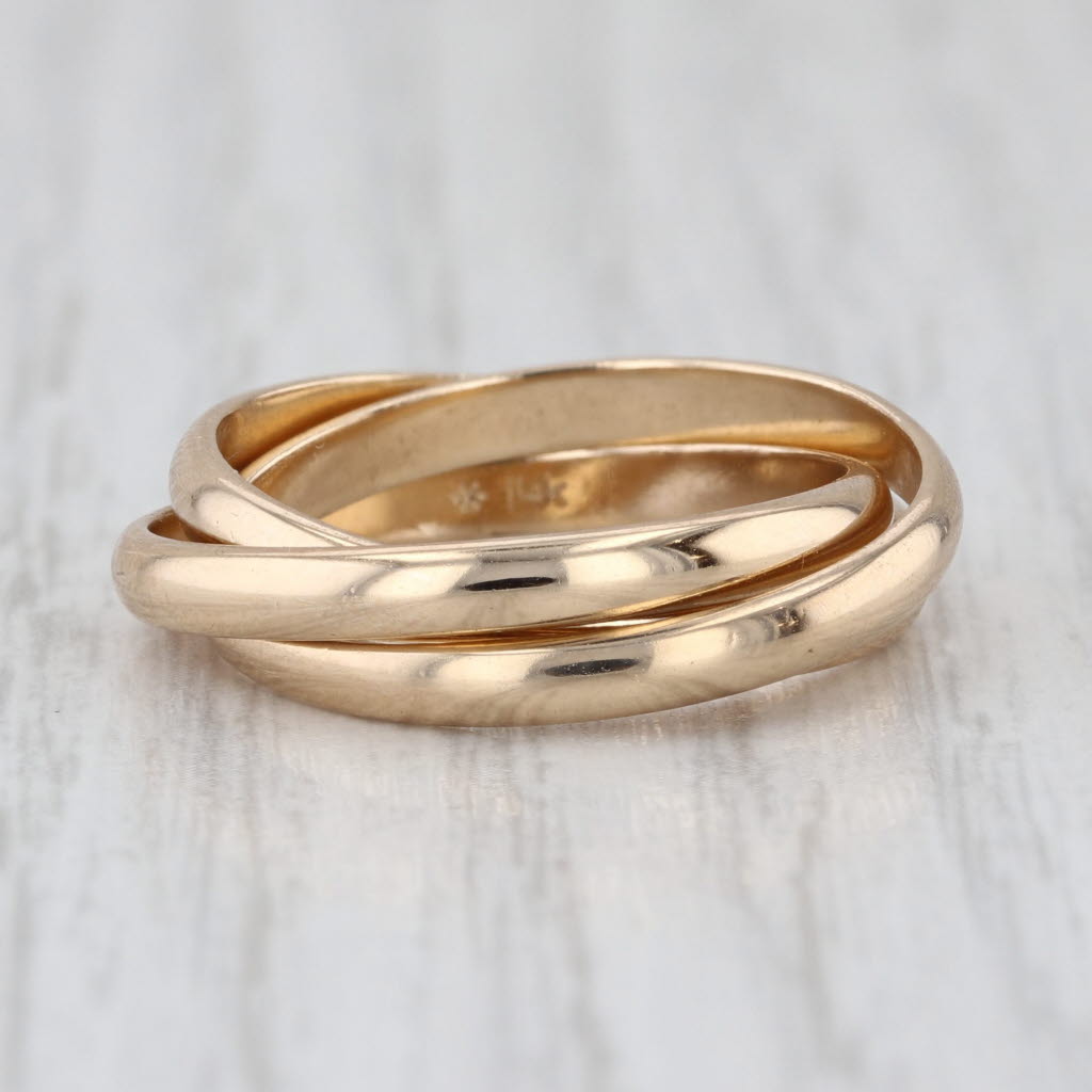 3 Interlocking Bands Puzzle Rolling Ring 14k Yellow Gold