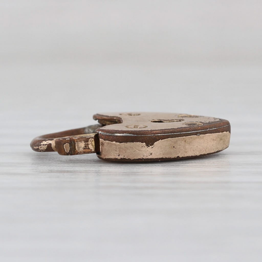 Victorian Heart Padlock Charm Yellow Gold Filled Snap Clasp