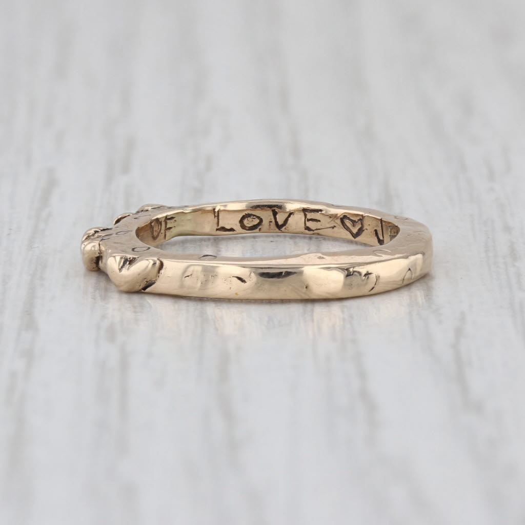Jes Maharry Three Loves Heart Ring 14k Yellow Gold Size 6 Stackable Band