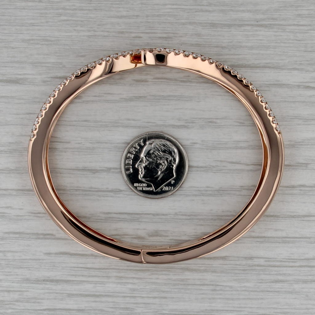 C Krypell 2.92ctw Diamond Double Leaf Hinged Cuff Bangle 18k Rose Gold 6.5"