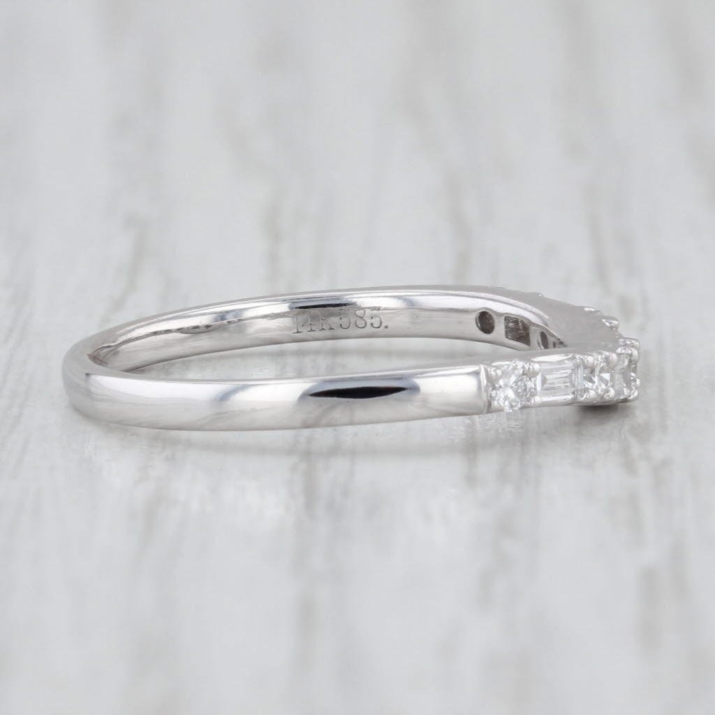 0.32ctw Diamond Wedding Band 14k White Gold Size 7.5 Stackable Anniversary Ring