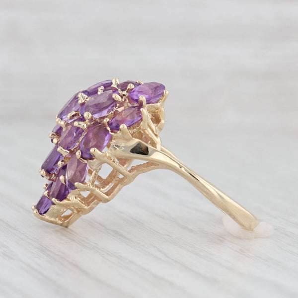 Light Gray 8ctw Amethyst Cluster Ring 14k Yellow Gold Size 7.25 Cocktail