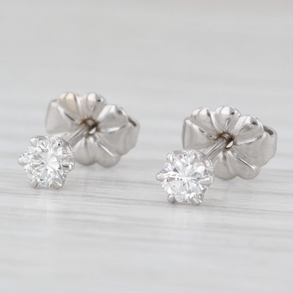 Light Gray 0.23ctw Diamond Round Solitaire Stud Earrings 14k White Gold