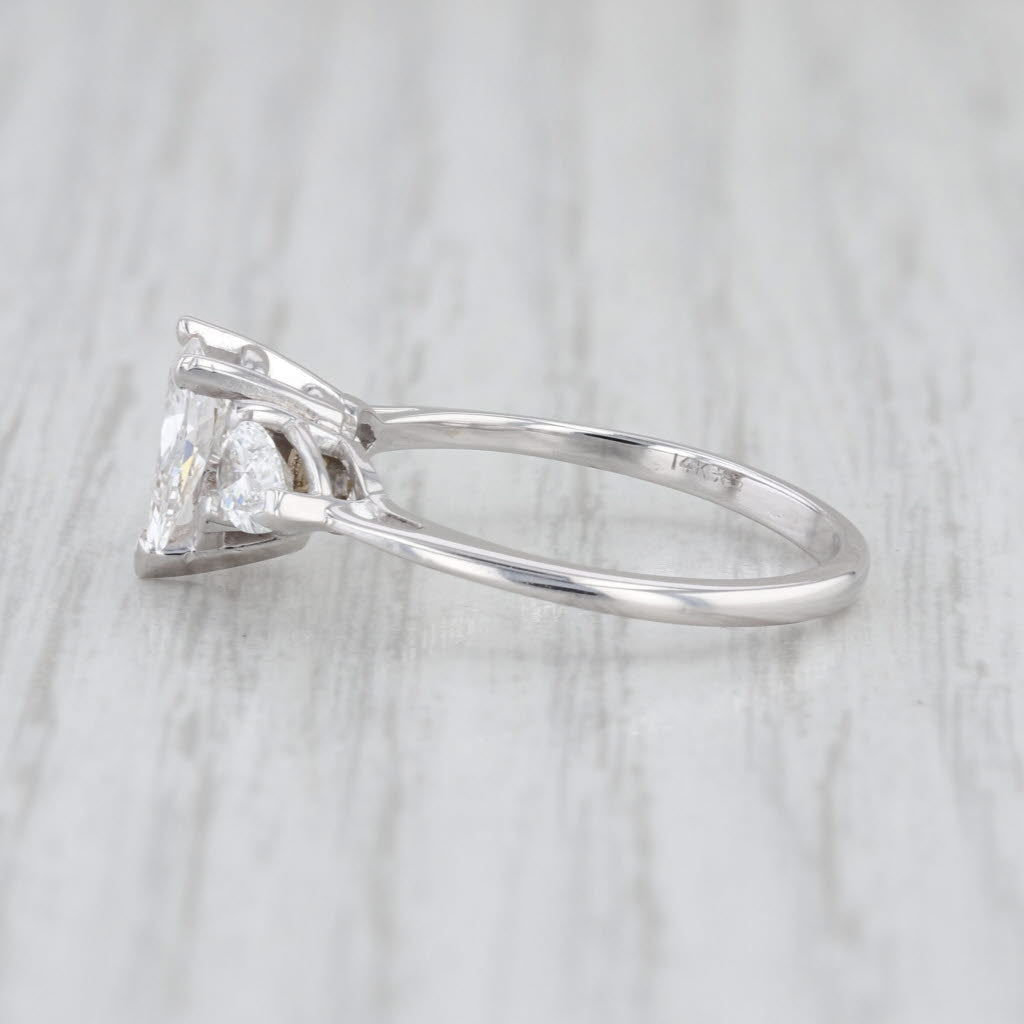 GIA 1.01ct Pear 3-Stone Diamond Engagement Ring 14k White Gold Size 6.25