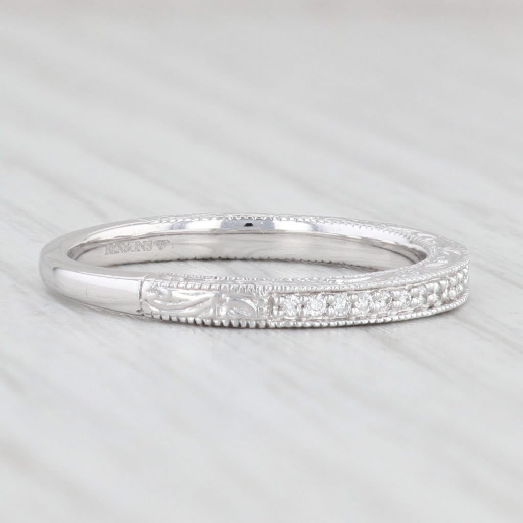 Light Gray New Frederick Goldman Diamond Wedding Band 14k White Gold Sz 6.5 Stackable Ring