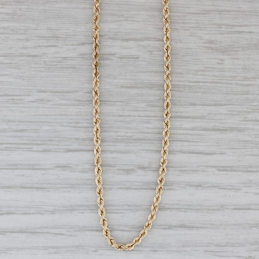 Gray 18.5" Rope Chain Necklace 14k Yellow Gold 2.1mm