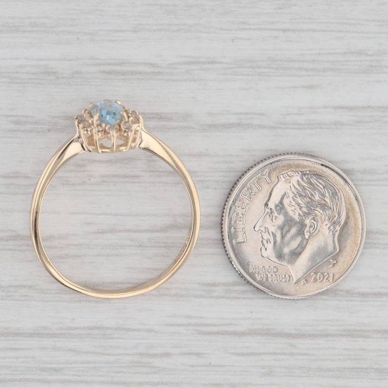 0.57ctw Marquise Aquamarine Diamond Halo Ring 10k Yellow Gold Size 8.5