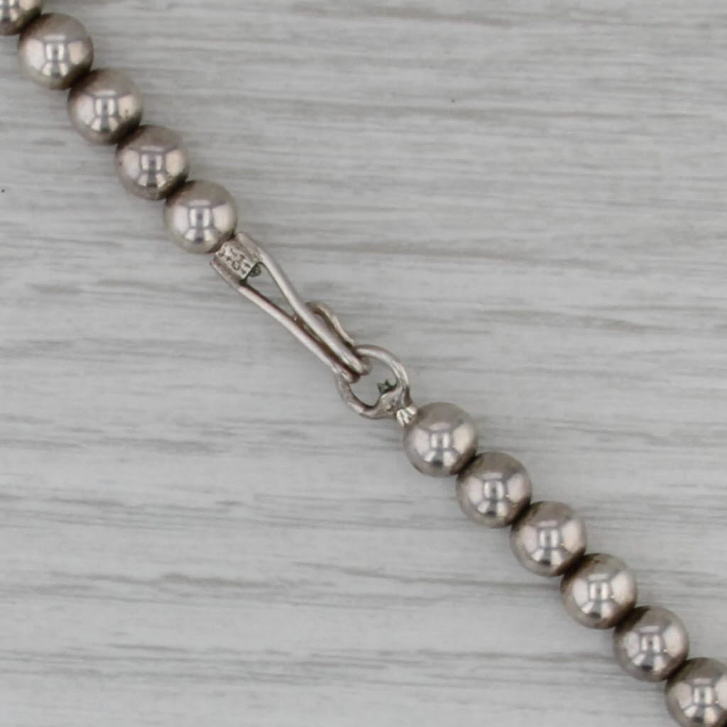 Turquoise Cloral Floral Pendant Bead Necklace Sterling Silver Native American HB