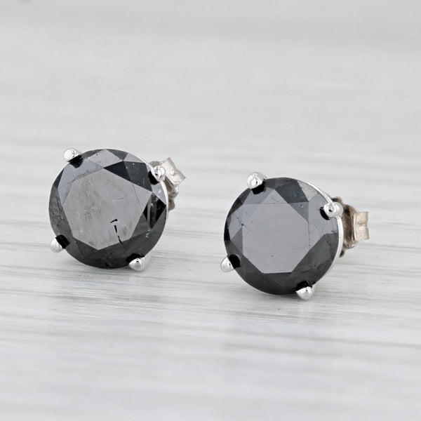 2.60ctw Round Black Diamond Stud Earrings 14k White Gold