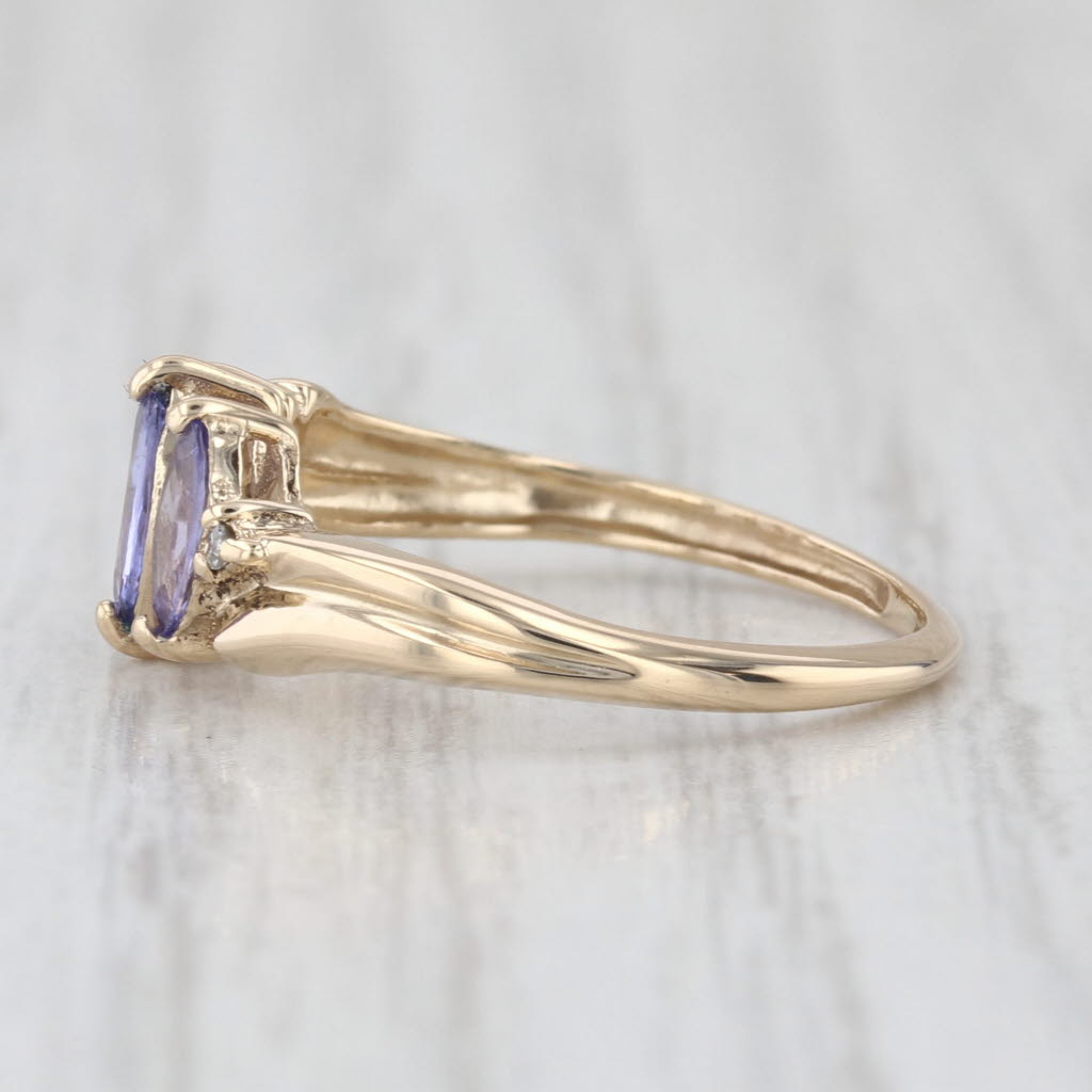 0.51ctw Tanzanite Diamond Ring 10k Yellwo Gold Marquise 3-Stone Size 4.25