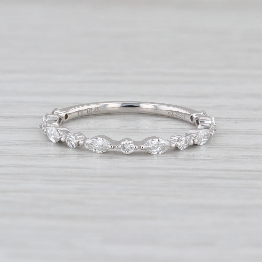 New 0.43ctw Lab Grown Diamond Wedding Band 14k White Gold Stackable Ring Sz 6.75