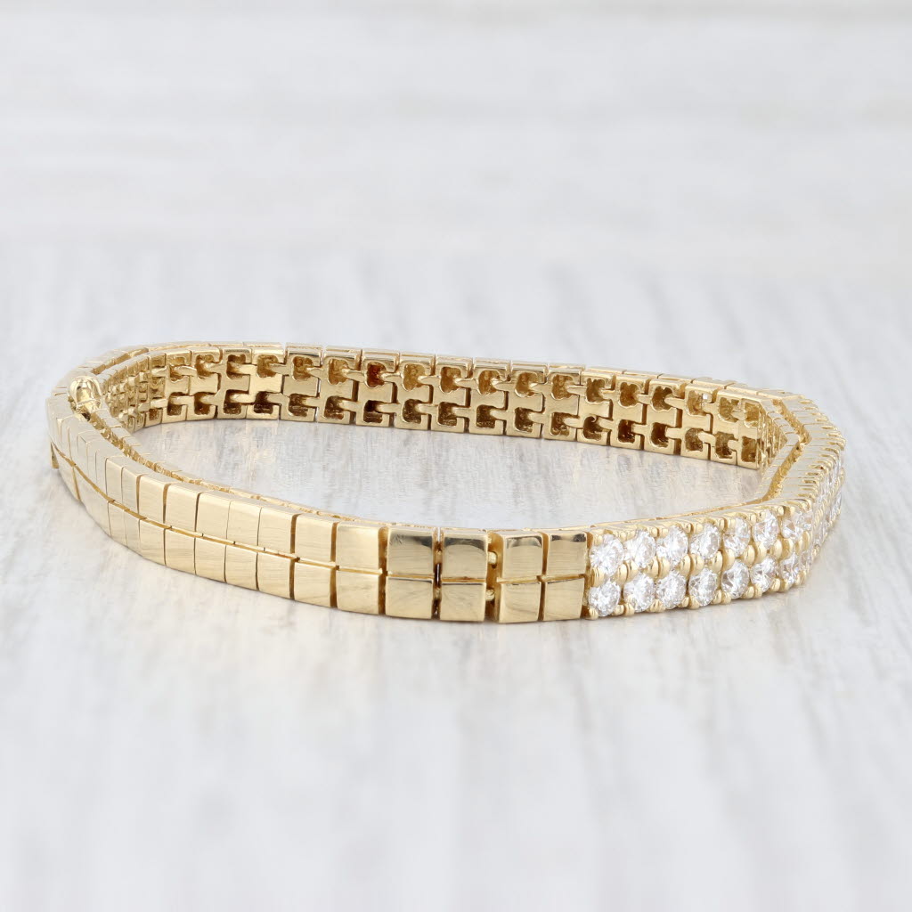 Light Gray 2ctw Diamond Tennis Omega Chain Bracelet 18k Yellow Gold 6.5" 5mm