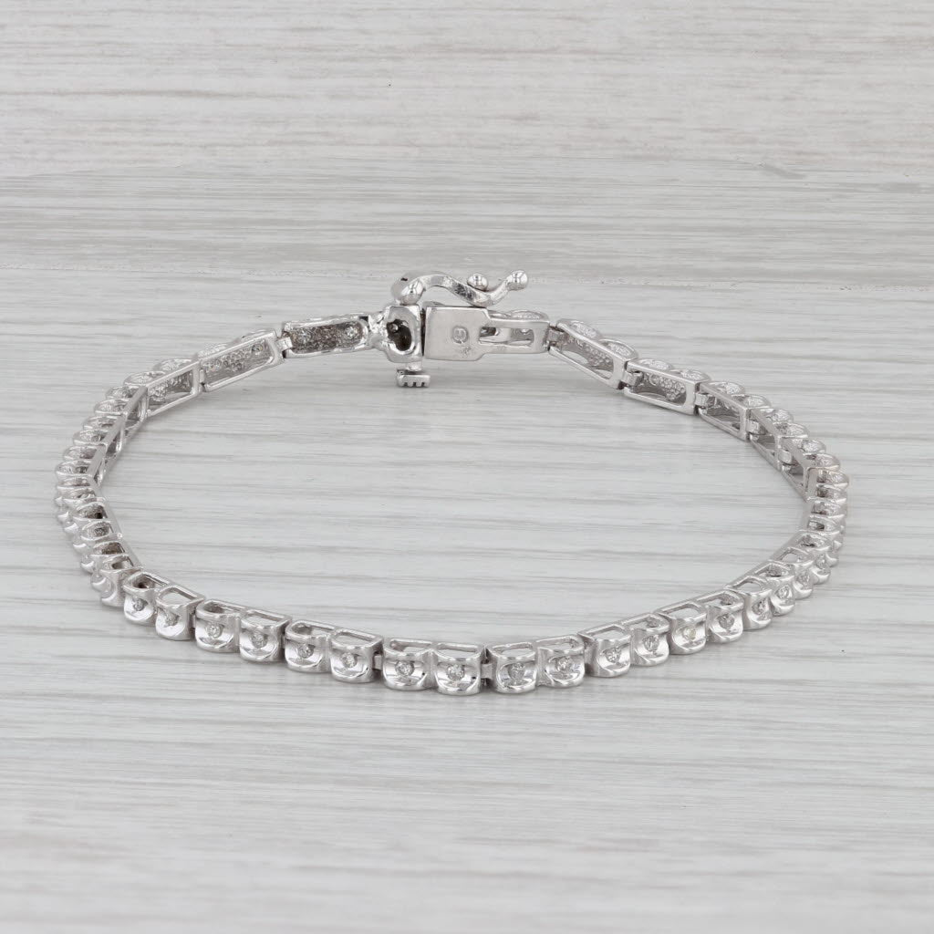 Gray 0.25ctw Diamond Tennis Bracelet 10k White Gold 7.25" 2.7mm