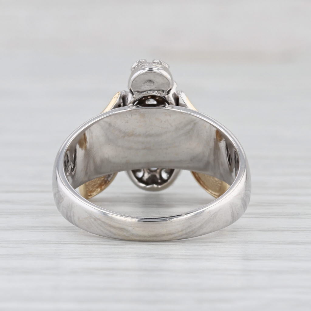 0.66ctw Pave Diamond Bee Ring 14k Yellow White Gold Size 8.5Cocktail