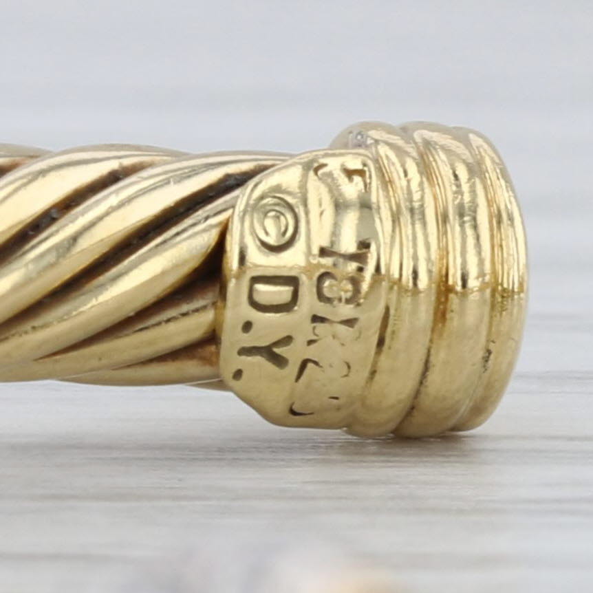 David Yurman 0.30ctw Diamond Cable Cuff Bracelet 18k Yellow Gold 6" Flexible