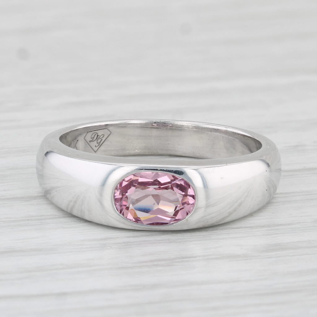 Light Gray 0.65ct Pink Spinel Oval Solitaire Ring 14k White Gold Size 6.5 Stackable Band