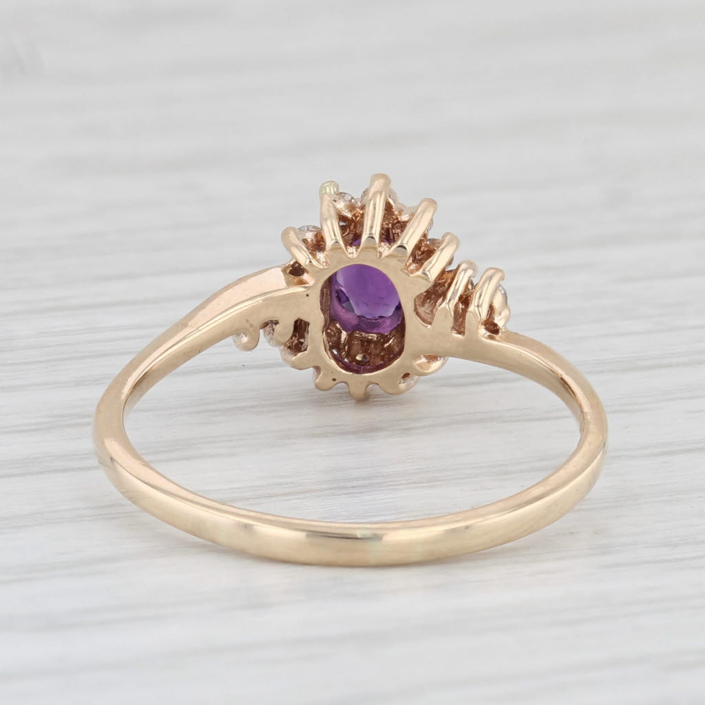 Light Gray 0.60ctw Oval Amethyst Diamond Ring 10k Yellow Gold Size 9.25