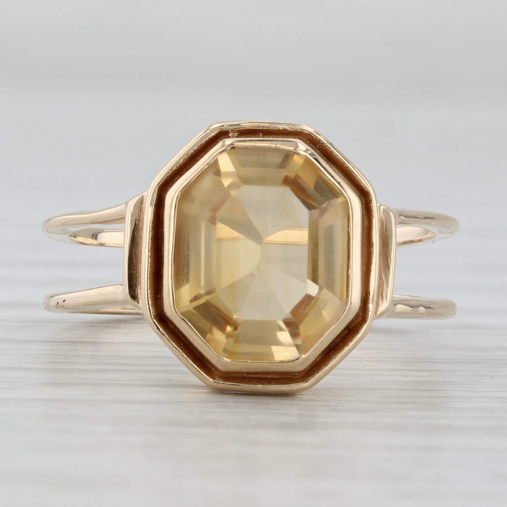 Gray Vintage Citrine Solitaire Ring 14k Yellow Gold Size 6.5