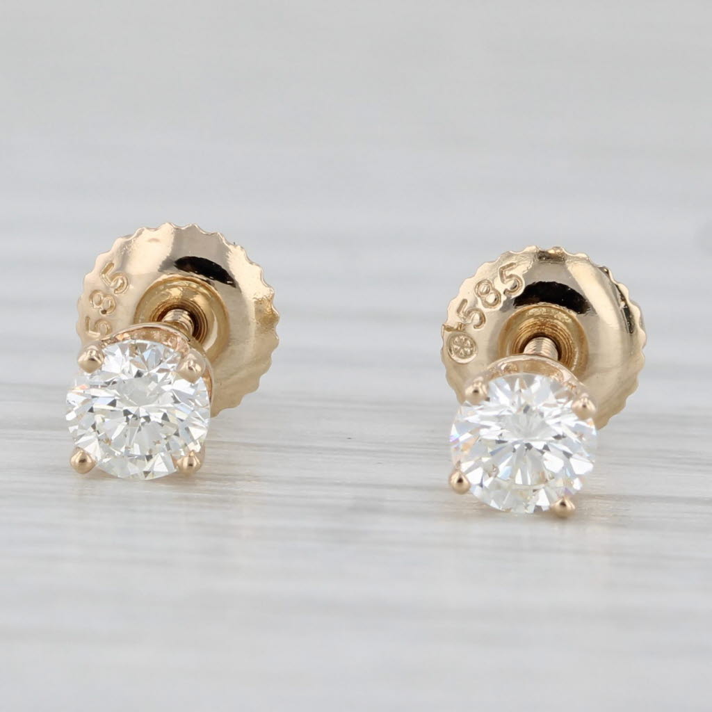 Light Gray 0.50ctw Diamond Round Solitaire Stud Earrings 14k Yellow Gold