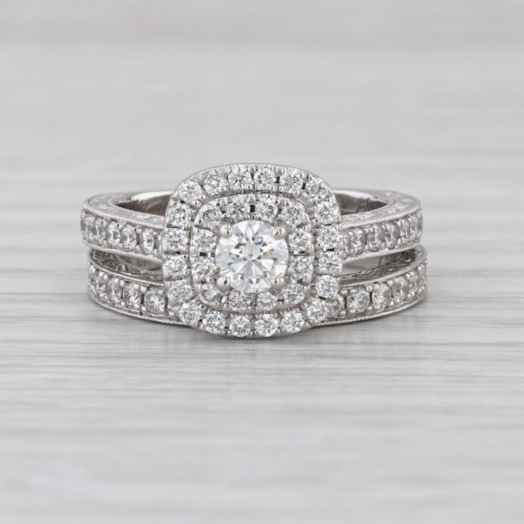 Neil Lane 1.17ctw Diamond Halo Engagement Ring Wedding Band 14k Gold Size 5