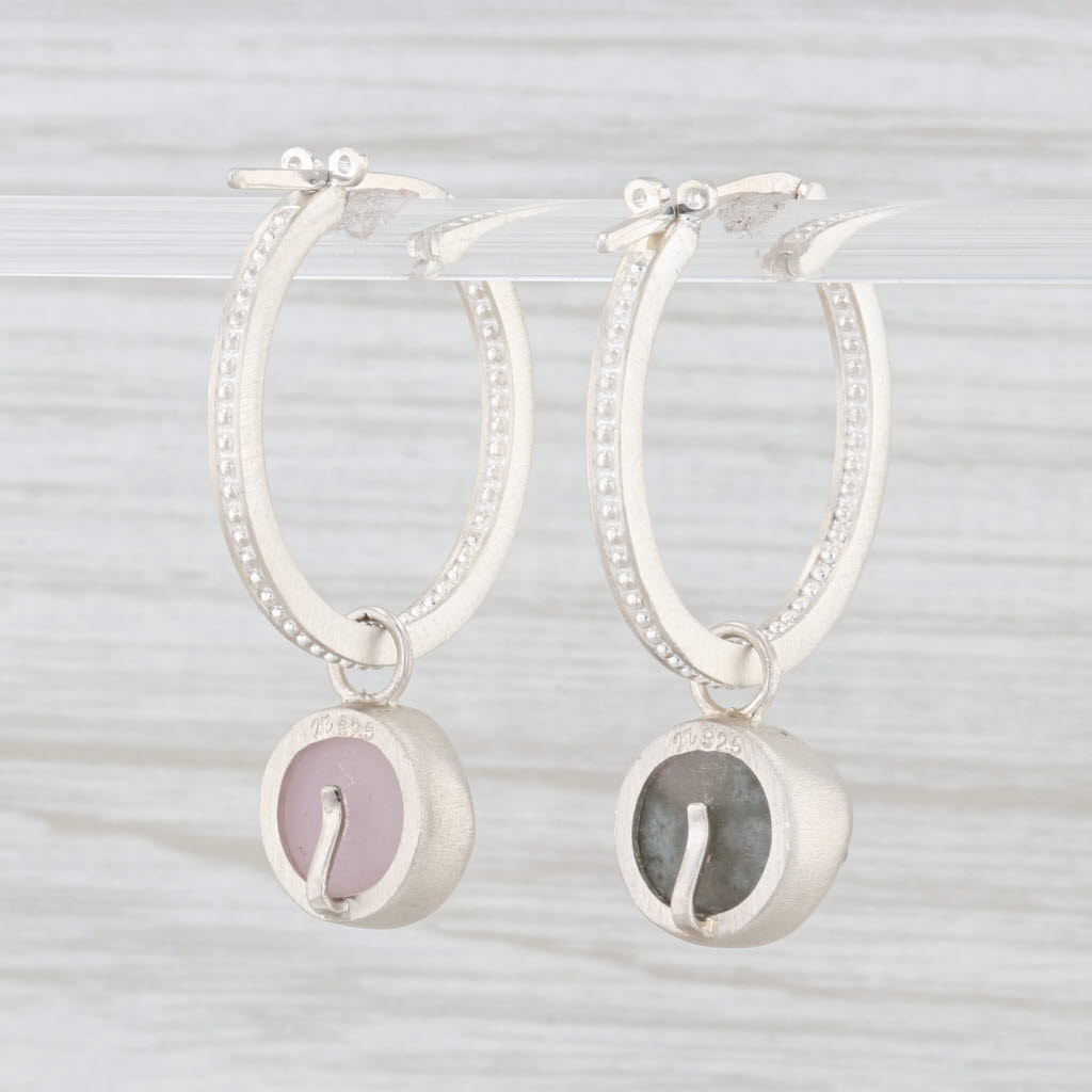 New Nina Wynn Druzy Amethyst Hoops with Charms Earrings Sterling Silver