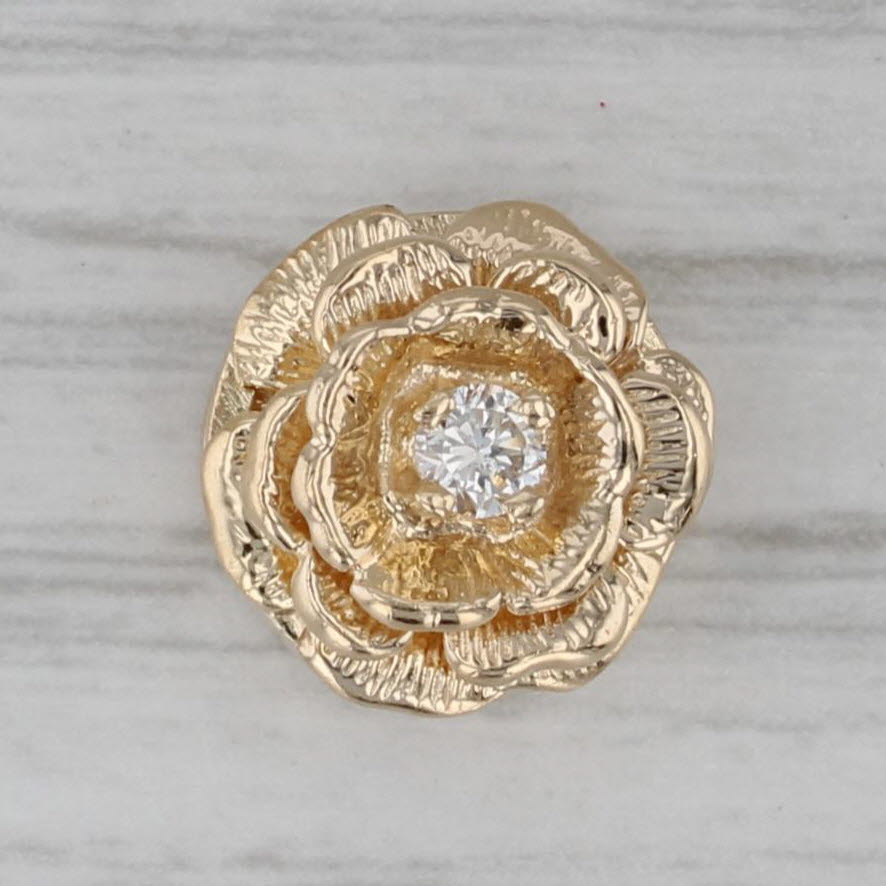 Gray Richard Klein Vintage Diamond Flower Slide Bracelet Charm 14k Yellow Gold