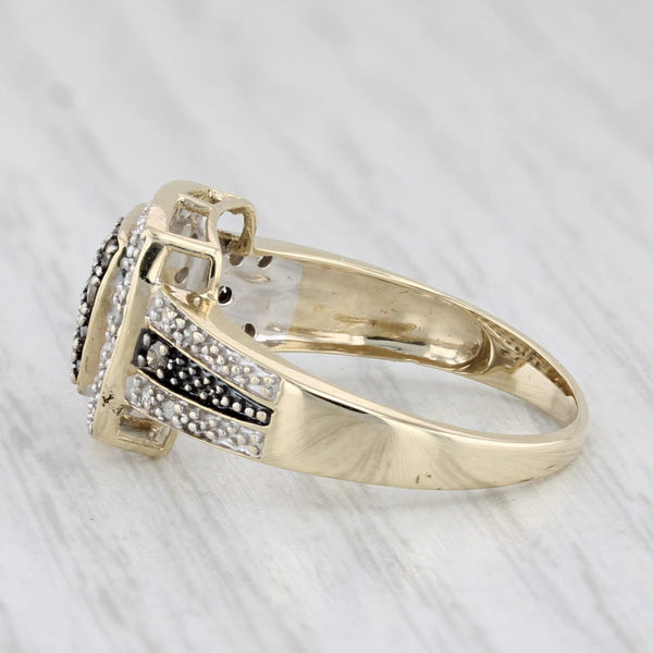 0.32ctw Champagne White Halo Diamond Ring 10k Yellow Gold Size 7.5 Engagement