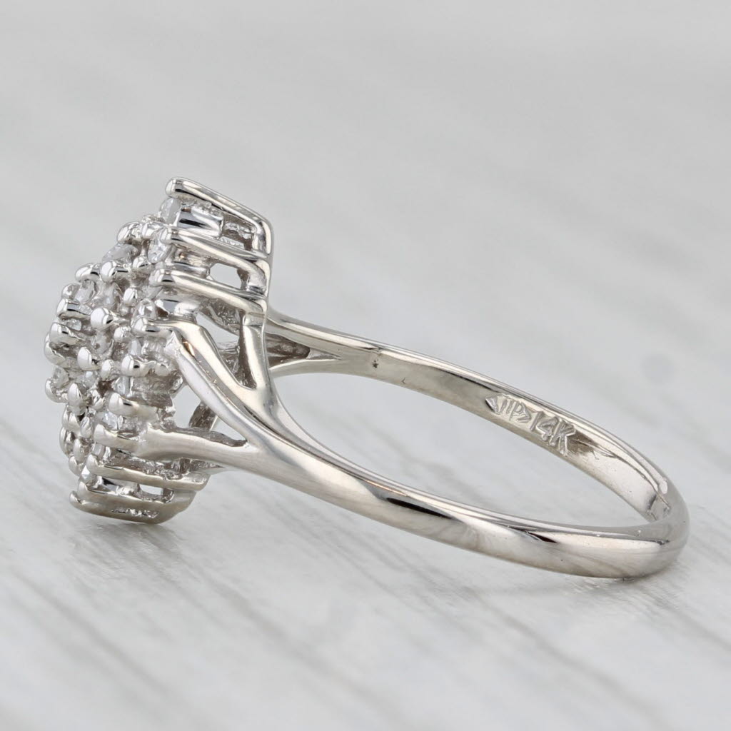 Gray 0.16ctw Diamond Cluster Halo Engagement Ring 14k White Gold Size 3.5