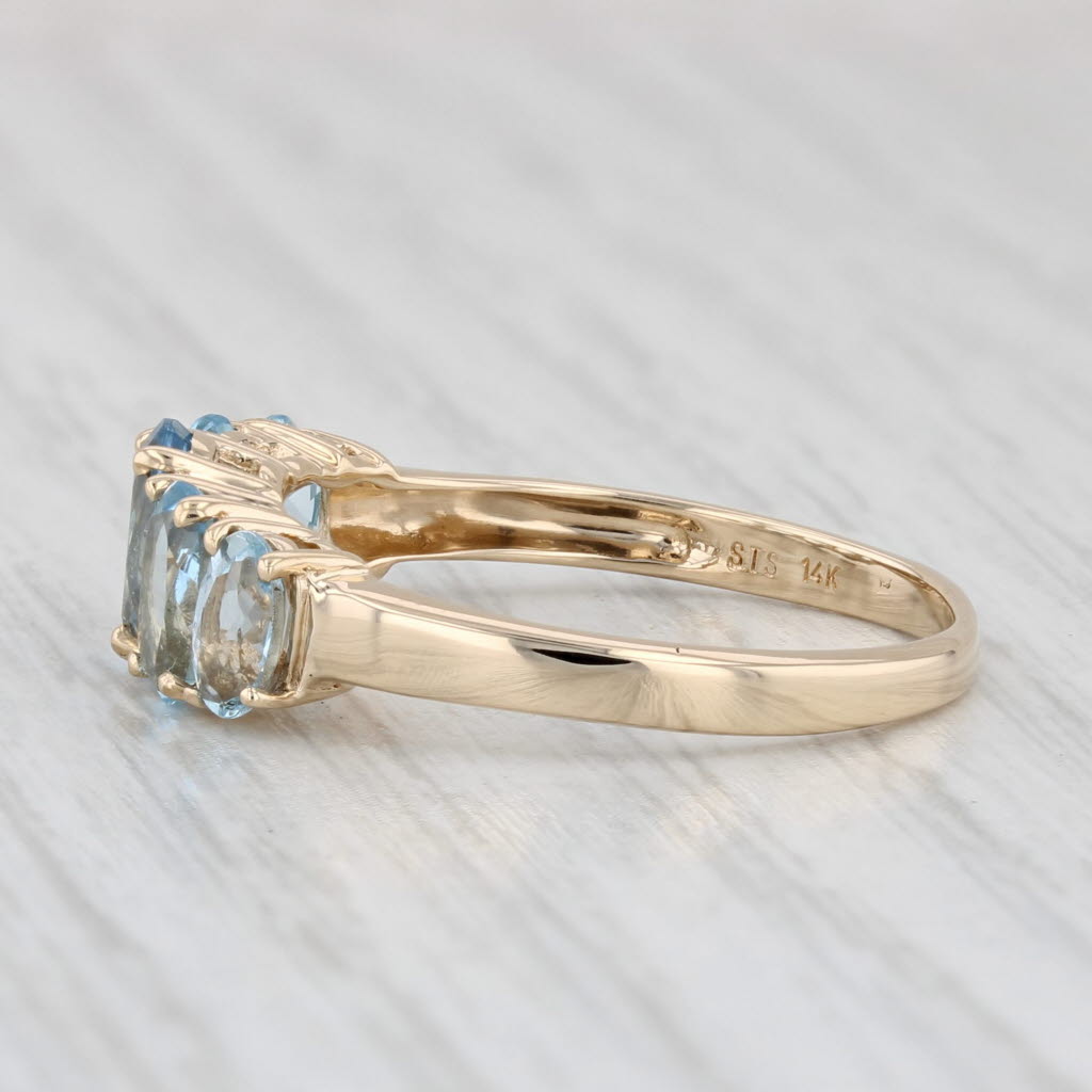 Light Gray 2ctw Graduated Aquamarine Ring 14k Yellow Gold Size 8.25