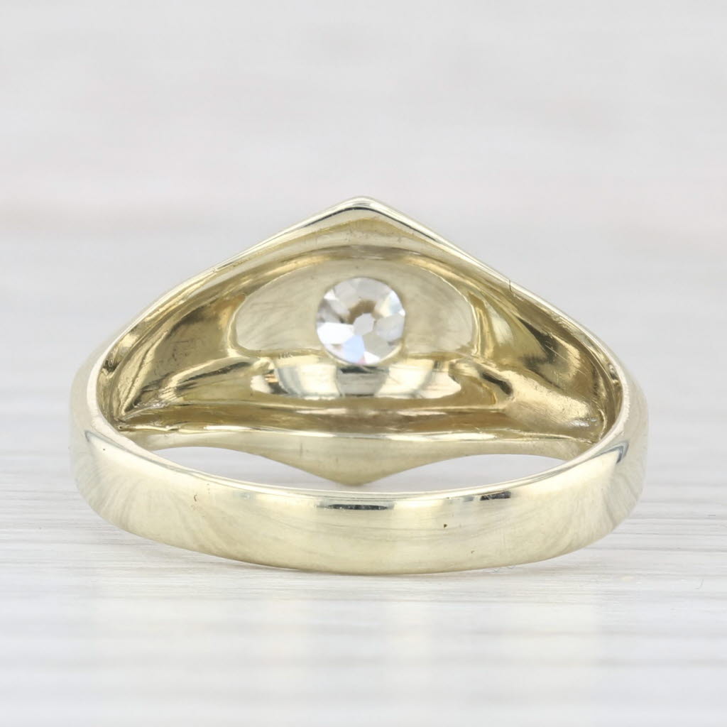 Light Gray Vintage 0.50ct Diamond Solitaire Ring 14k Yellow Gold Floral Art Deco Engagement