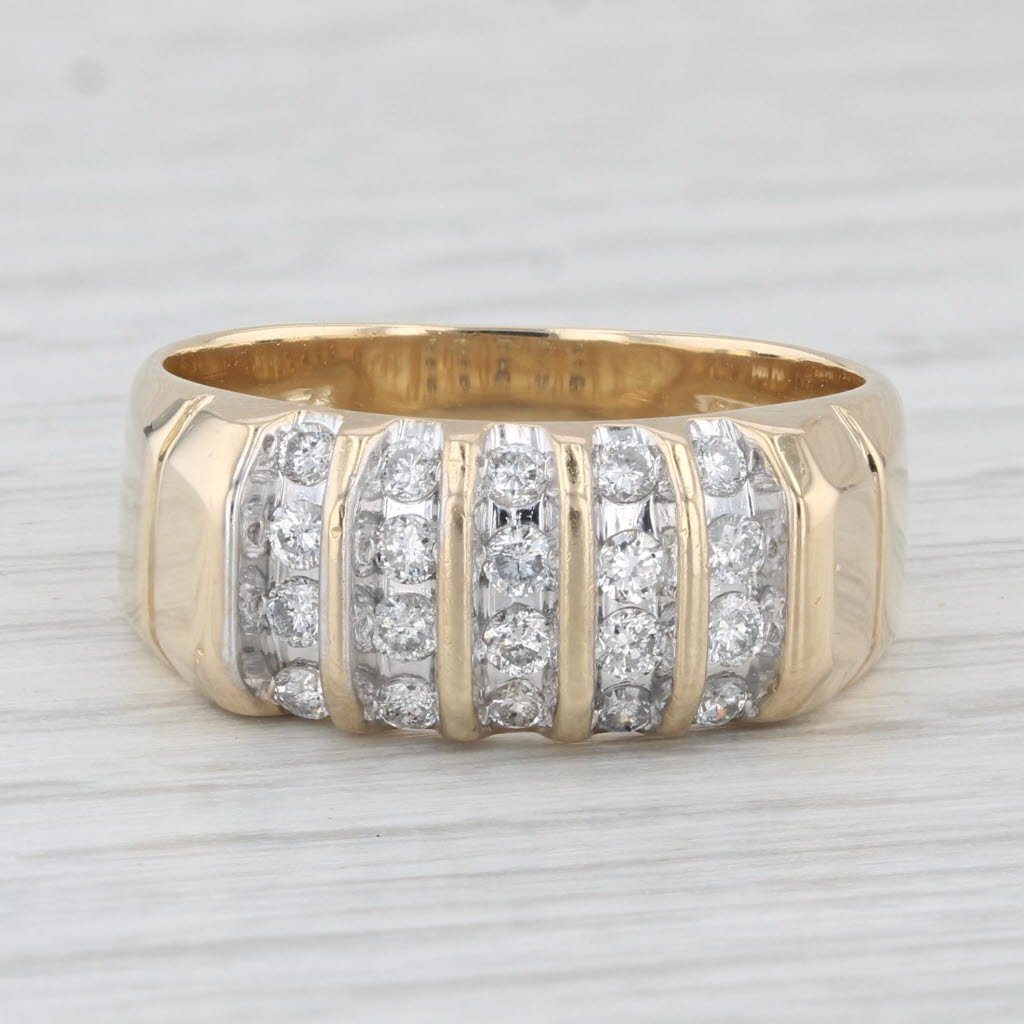 Light Gray 0.50ctw Diamond Ring 14k Yellow Gold Size 10 Men's