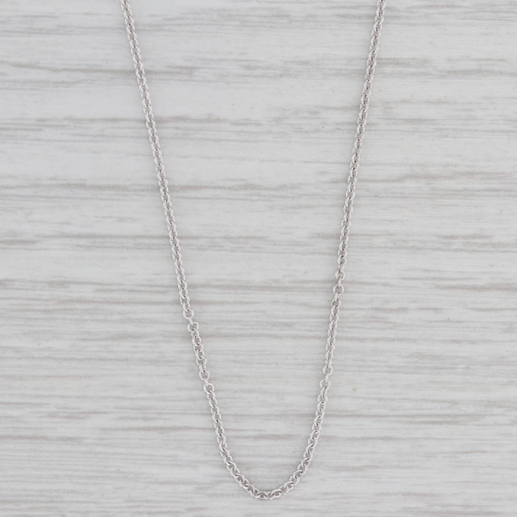 Gray Cable Chain Necklace 18k White Gold 0.8mm 16"