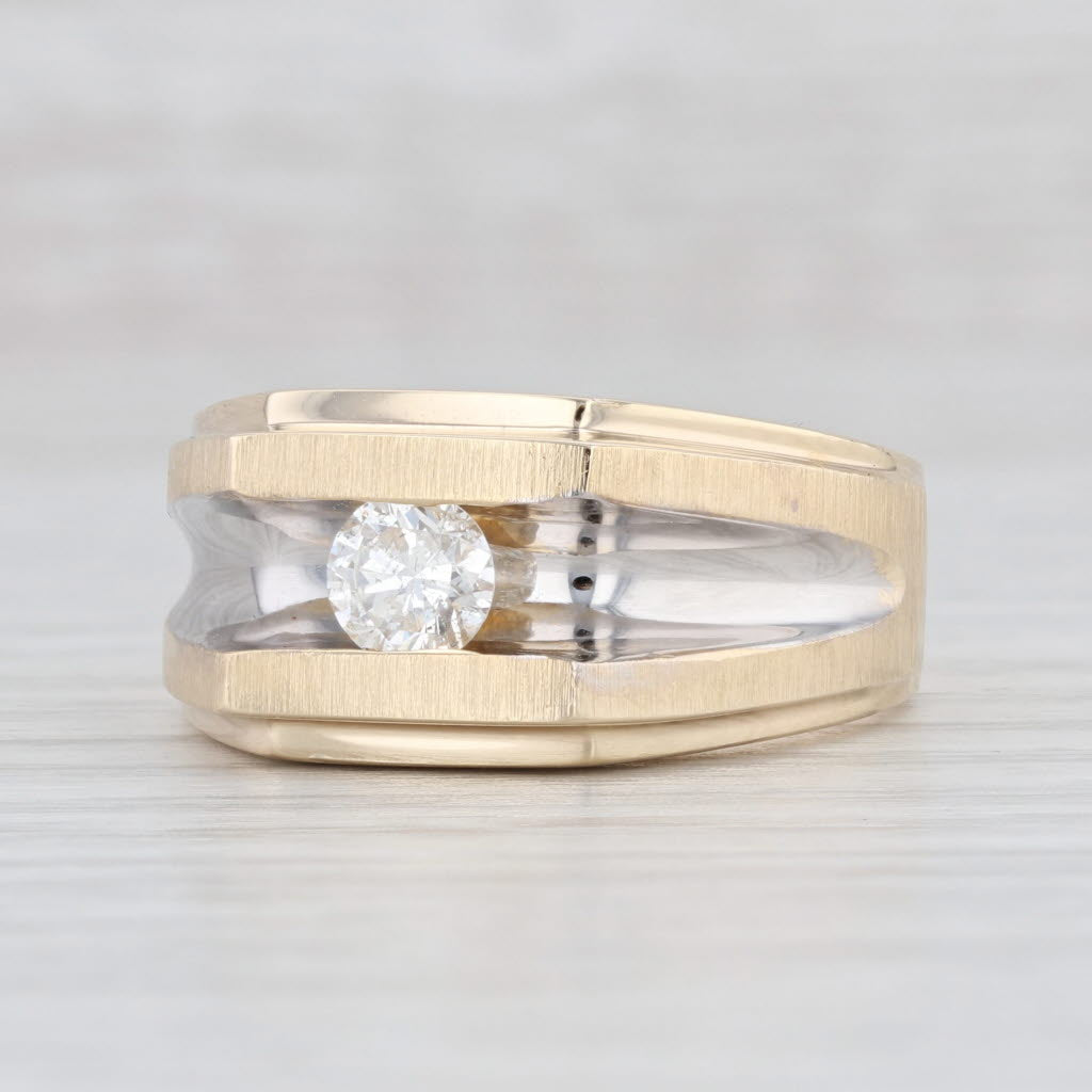 Light Gray 0.48ct Diamond Solitaire Men's Ring 14k Yellow Gold Size 10.5 Wedding Band