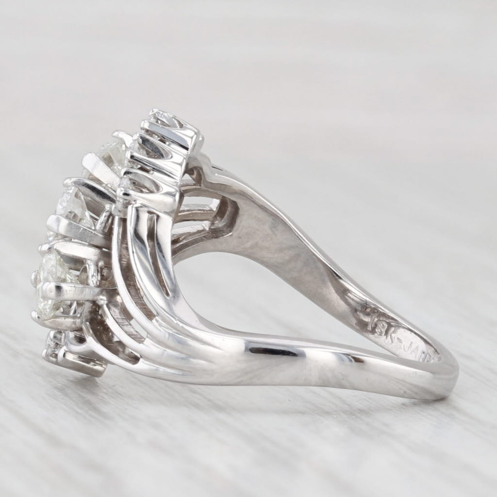 Light Gray Jabel 0.85ctw Diamond Bypass Ring 18k White Gold Size 6.25 Cocktail 3-Stone