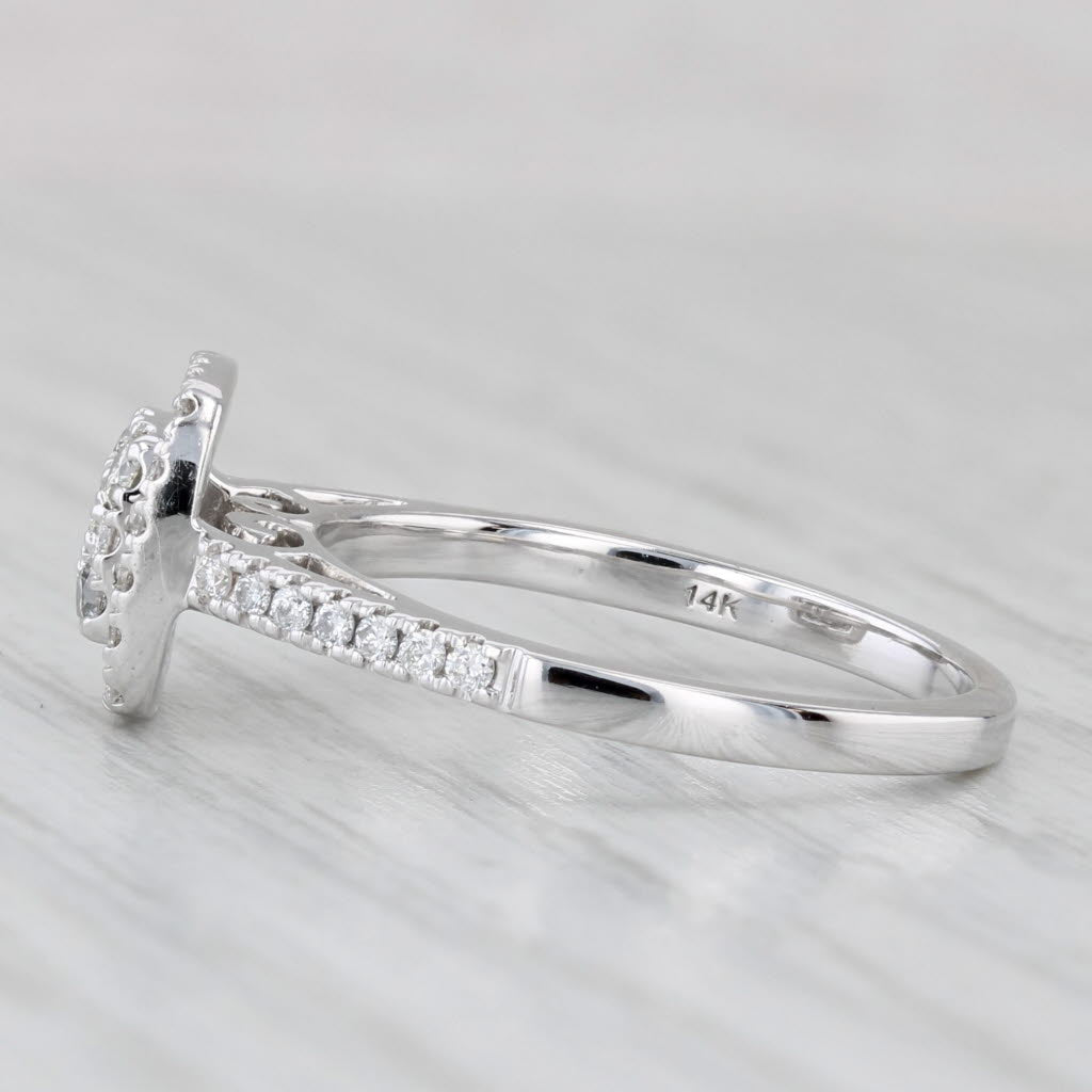 Light Gray 0.27ctw Diamond Cluster Halo Engagement Ring 14k White Gold Size 7