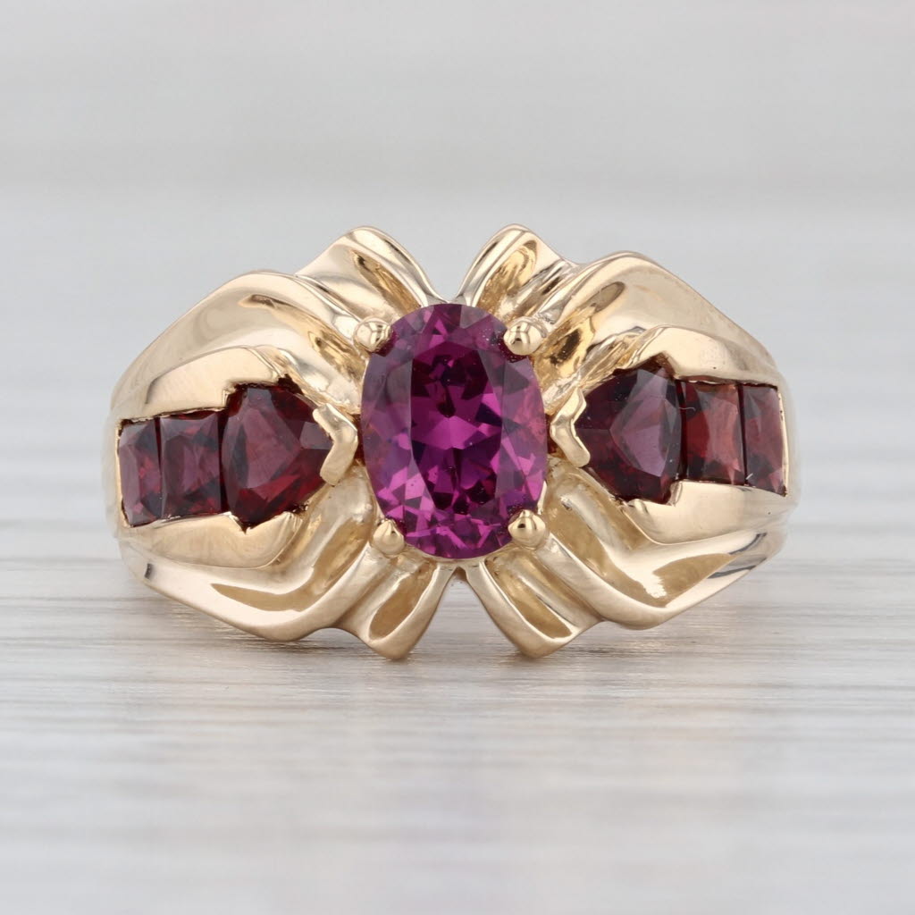 2.40ctw Oval Garnet X Ring 14k Yellow Gold Size 6.25