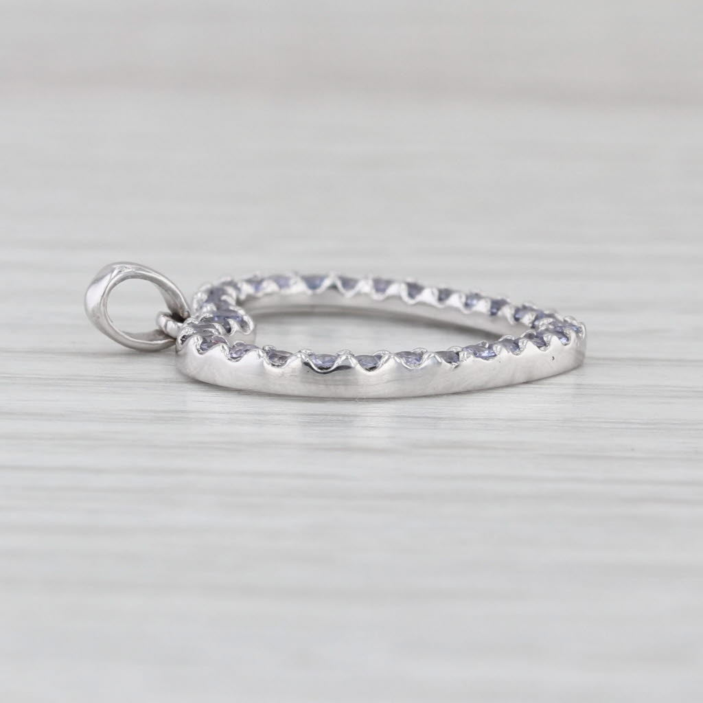 0.58ctw Tanzanite Open Heart Pendant 10k White Gold