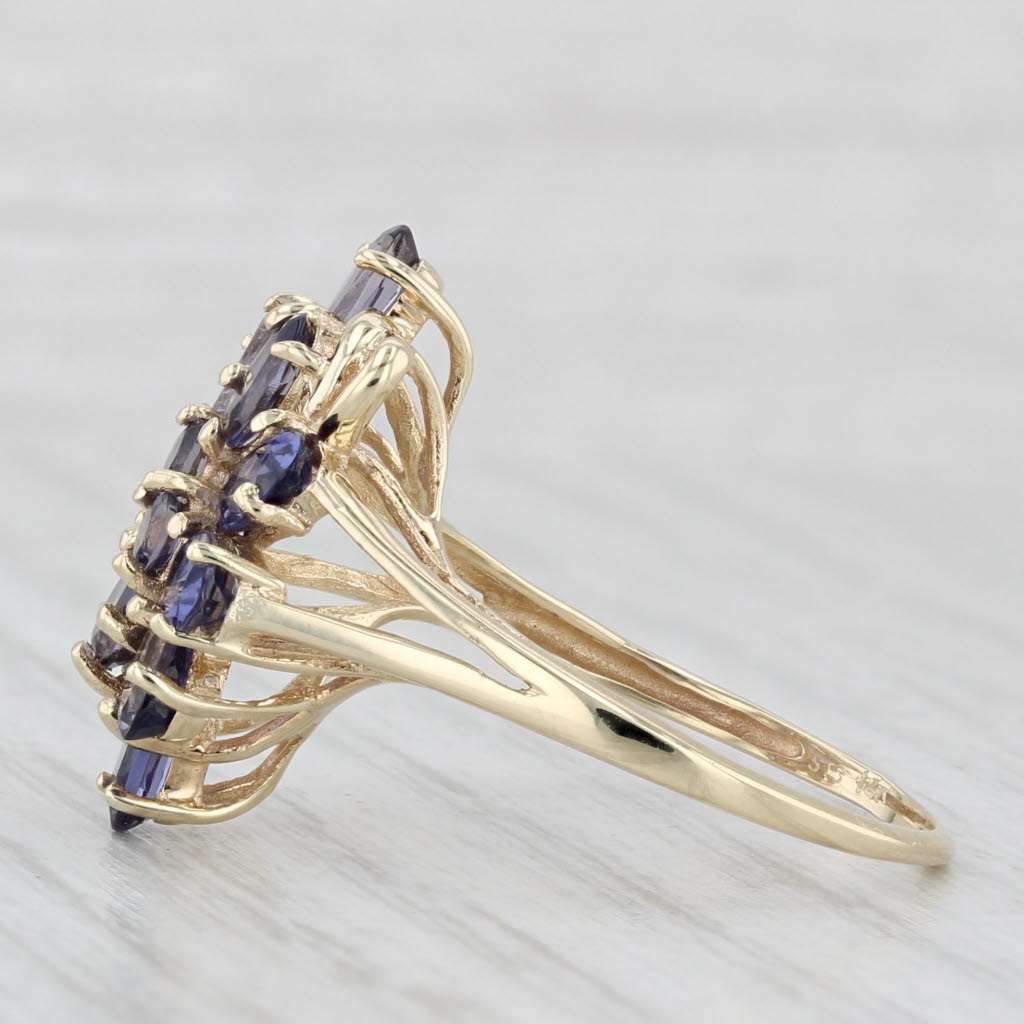 Light Gray 2.50ctw Purple Iolite Flower Cluster Ring 10k Yellow Gold Size 8.5