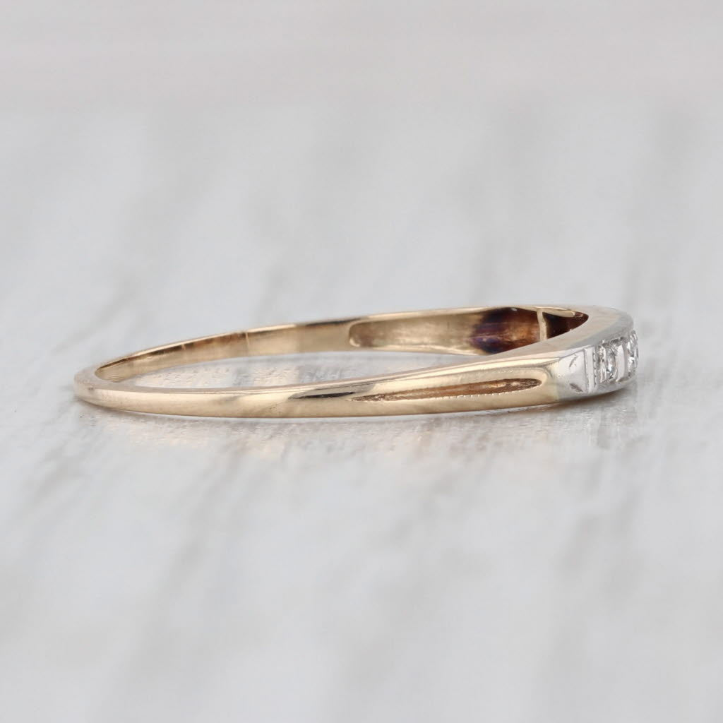 Vintage Diamond Wedding Band 14k Gold Stackable Thin Ring Size 6.75