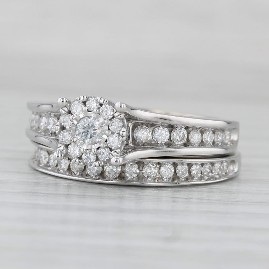 Gray 0.63ctw Diamond Engagement Ring Wedding Band Bridal Set 10k White Gold Size 7.5