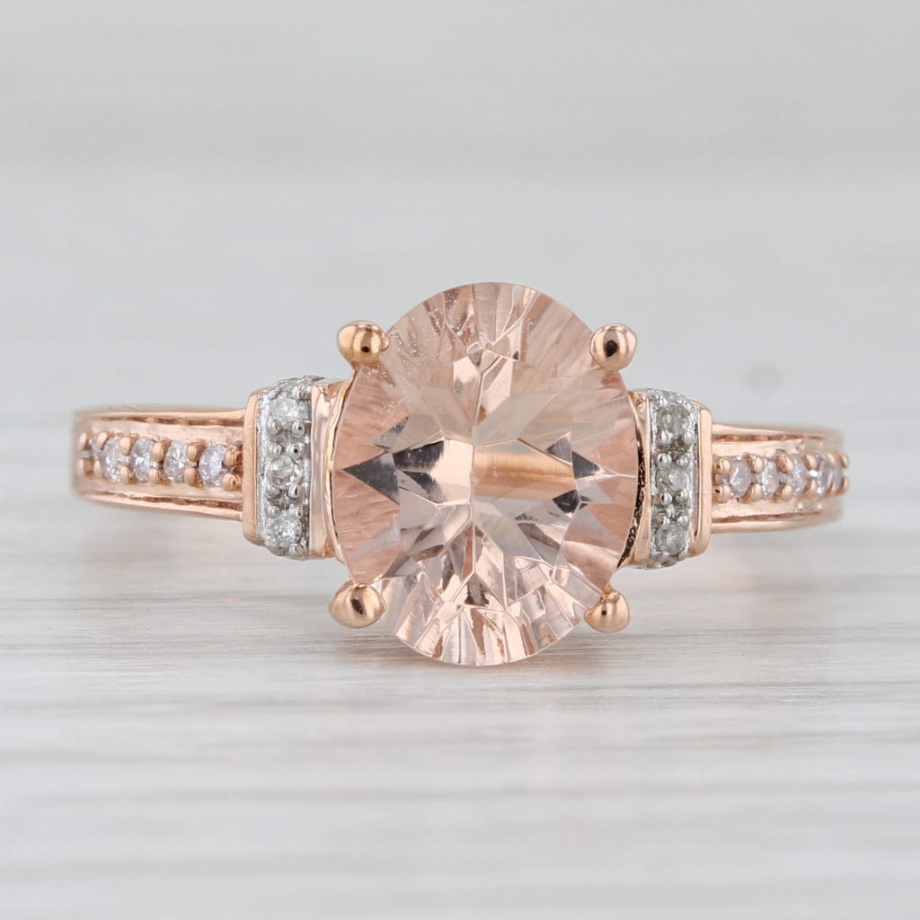 Light Gray 2.31ctw Oval Morganite Diamond Ring 10k Rose Gold Size 8