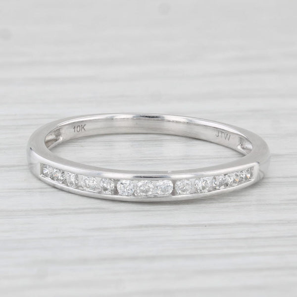 0.15ctw Diamond Wedding Band 10k White Gold Size 7 Stackable Ring